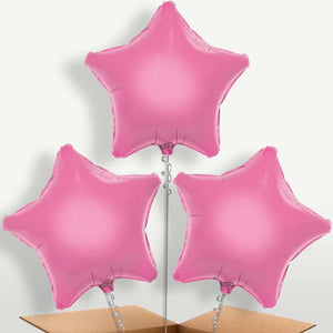 Baby Pink Star Bunch of Balloons Inflated with Helium (Trio)