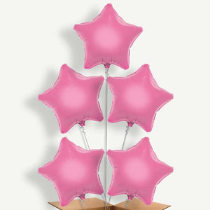 Baby Pink Star 5 Balloon Cluster Inflated with Helium