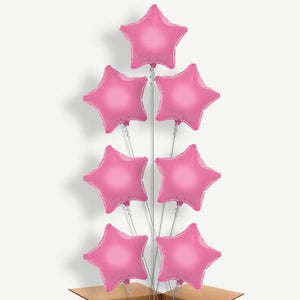 Baby Pink Star 7 Balloon Arrangement Inflated with Helium