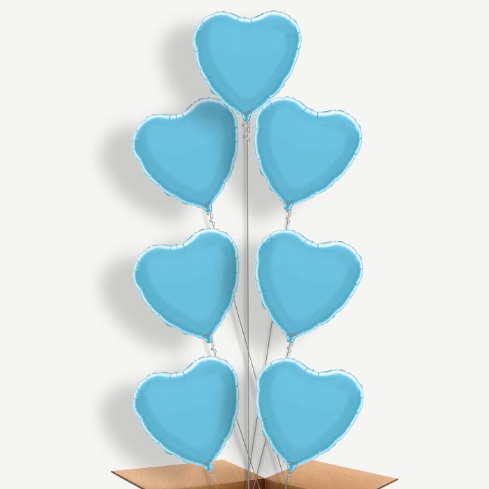Baby Blue Heart Balloon Arrangement Inflated with Helium | Party Save Smile