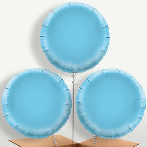 Baby Blue Circle Bunch of Balloons Inflated with Helium (Trio)