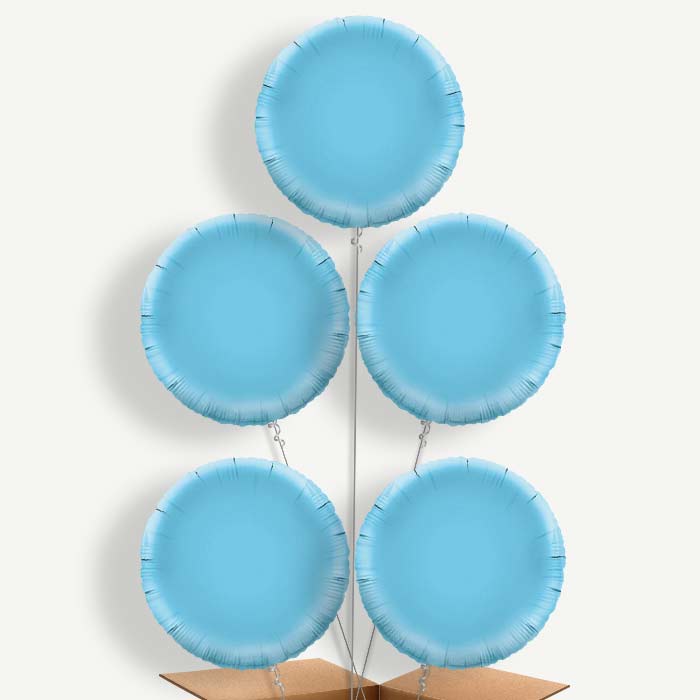 Baby Blue Circle Balloon Cluster Inflated with Helium | Party Save Smile