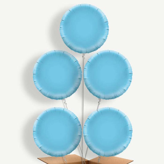 Baby Blue Circle Balloon Cluster Inflated with Helium | Party Save Smile