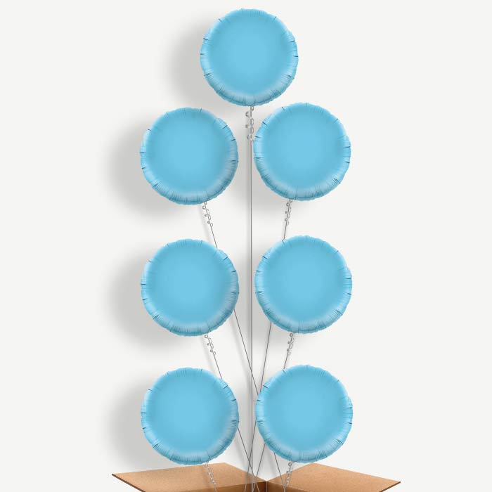 Baby Blue Circle Balloon Arrangement Inflated with Helium | Party Save Smile