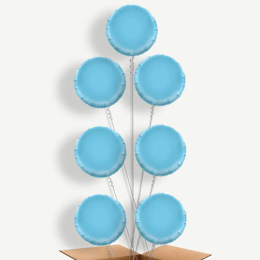 Baby Blue Circle Balloon Arrangement Inflated with Helium | Party Save Smile