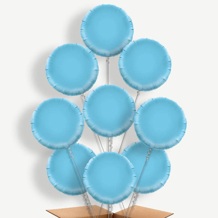 Baby Blue Circle Balloon Bundle Inflated with Helium | Party Save Smile