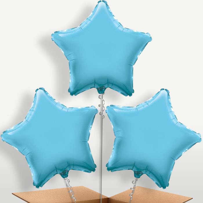 Baby Blue Star Bunch of Balloons inflated with Helium | Party Save Smile