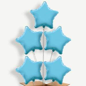 Baby Blue Star 5 Balloon Cluster Inflated with Helium