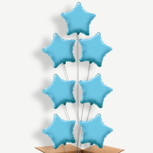 Baby Blue Star 7 Balloon Arrangement Inflated with Helium