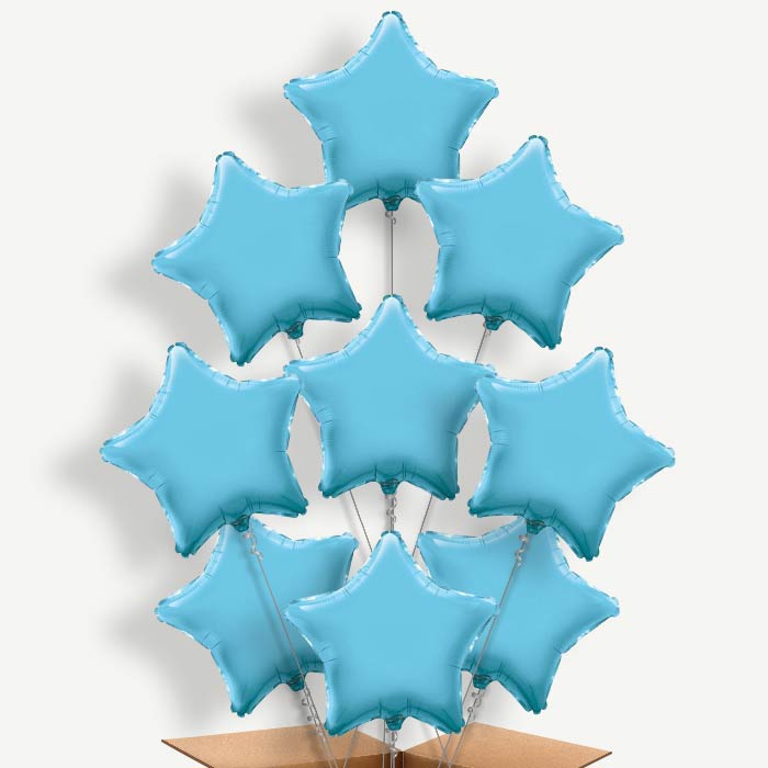 Baby Blue Star Balloon Bundle Inflated with Helium | Party Save Smile
