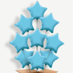 Baby Blue Star 9 Balloon Bundle Inflated with Helium
