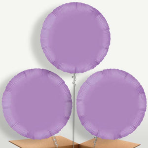 Lavender Circle Bunch of Balloons Inflated with Helium (Trio)