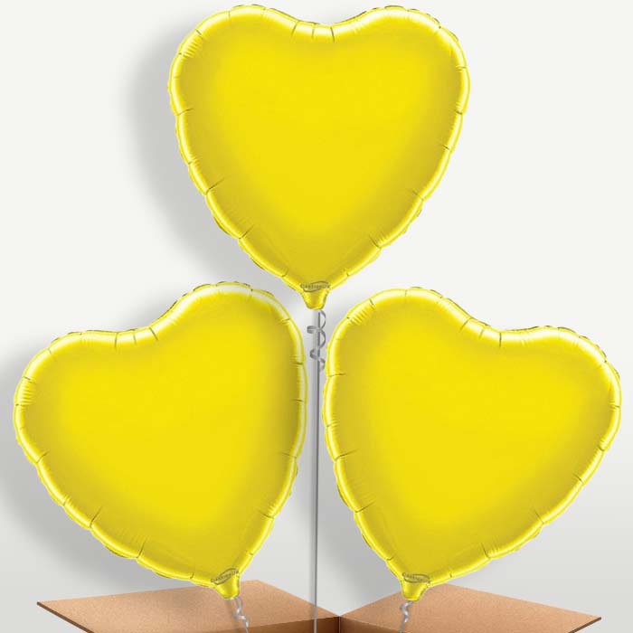 Yellow Heart Bunch of Balloons inflated with Helium | Party Save Smile