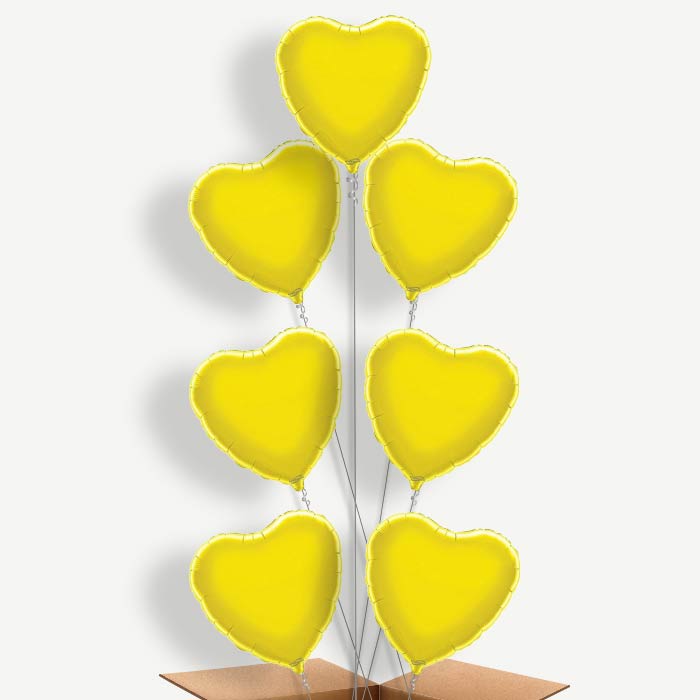 Yellow Heart Balloon Arrangement Inflated with Helium | Party Save Smile