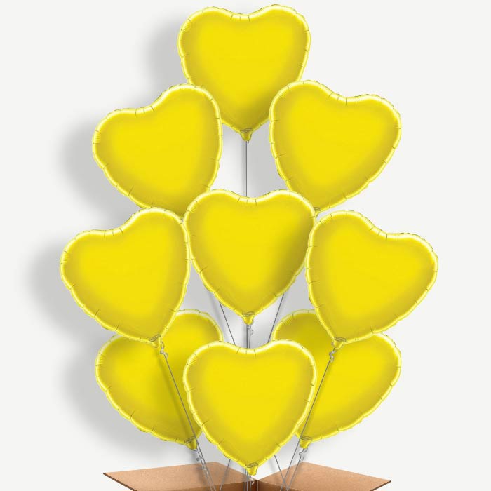 Yellow Heart Balloon Bundle Inflated with Helium | Party Save Smile