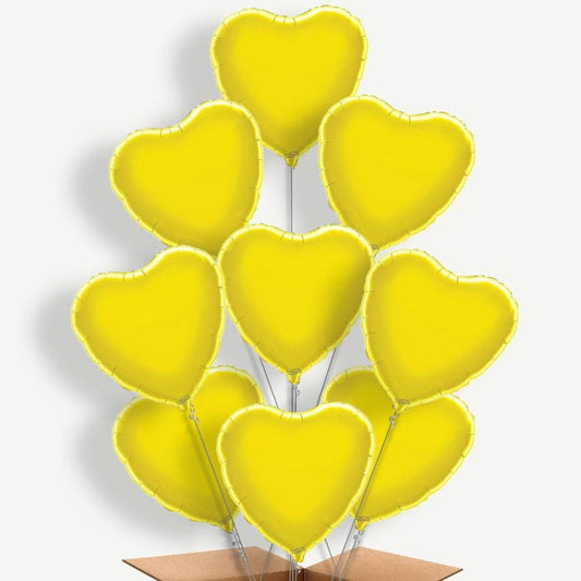 Yellow Heart Balloon Bundle Inflated with Helium | Party Save Smile