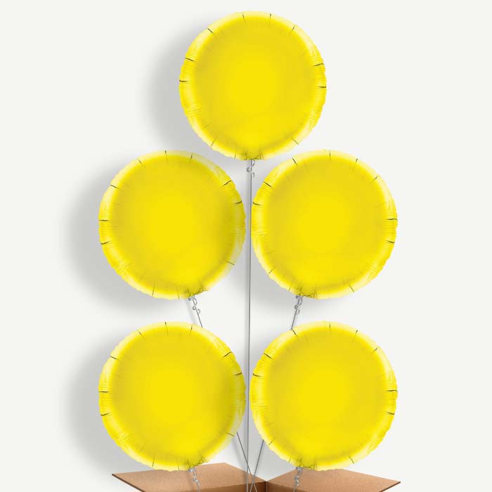 Yellow Circle Balloon Cluster Inflated with Helium | Party Save Smile