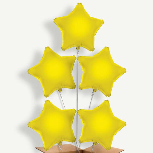 Yellow Star Balloon Cluster Inflated with Helium | Party Save Smile