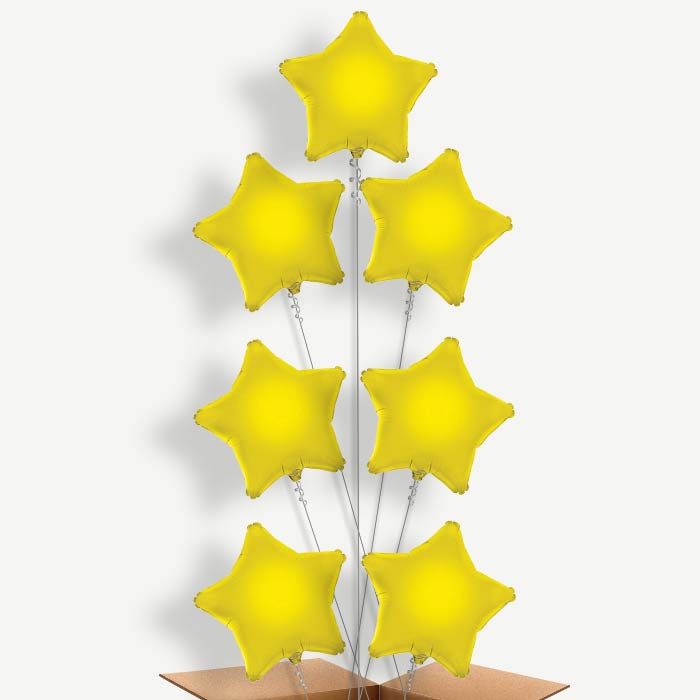 Yellow Star Balloon Arrangement Inflated with Helium | Party Save Smile