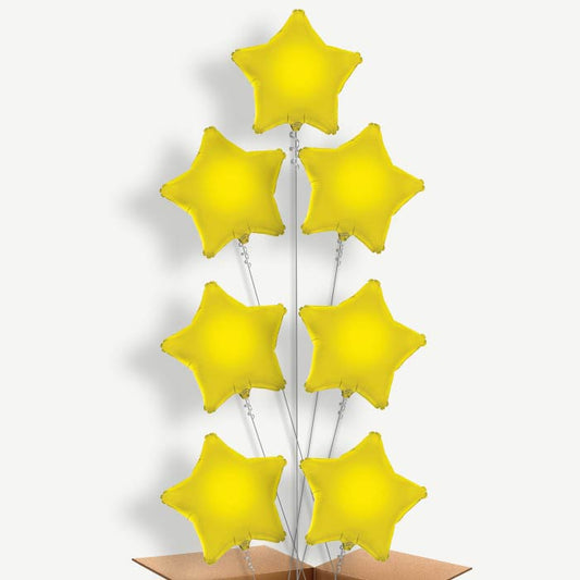 Yellow Star Balloon Arrangement Inflated with Helium | Party Save Smile