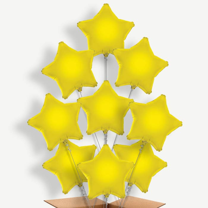 Yellow Star Balloon Bundle Inflated with Helium | Party Save Smile