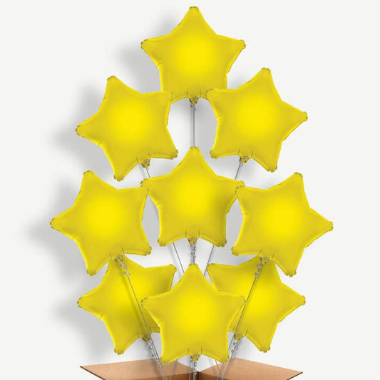 Yellow Star Balloon Bundle Inflated with Helium | Party Save Smile