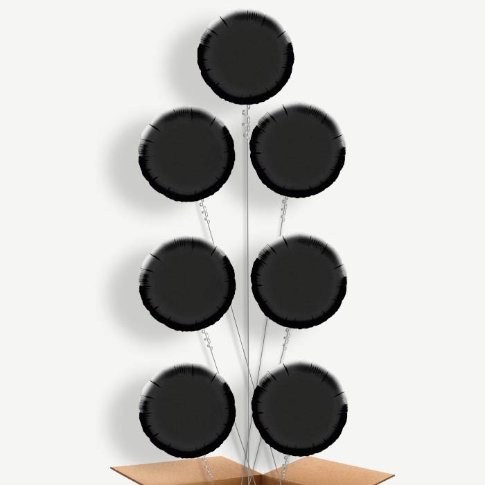 Black Circle Balloon Arrangement Inflated with Helium | Party Save Smile