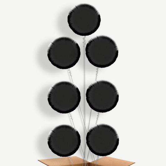 Black Circle Balloon Arrangement Inflated with Helium | Party Save Smile