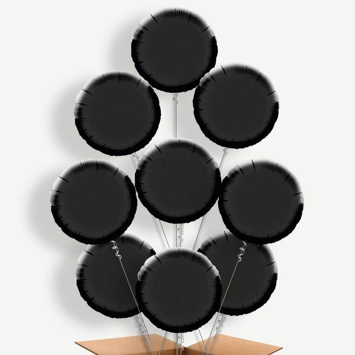 Black Circle Balloon Bundle Inflated with Helium | Party Save Smile