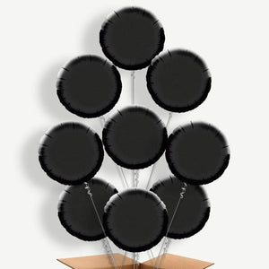 Black Circle 9 Balloon Bundle Inflated with Helium