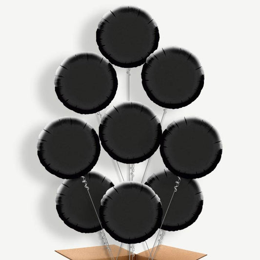 Black Circle Balloon Bundle Inflated with Helium | Party Save Smile