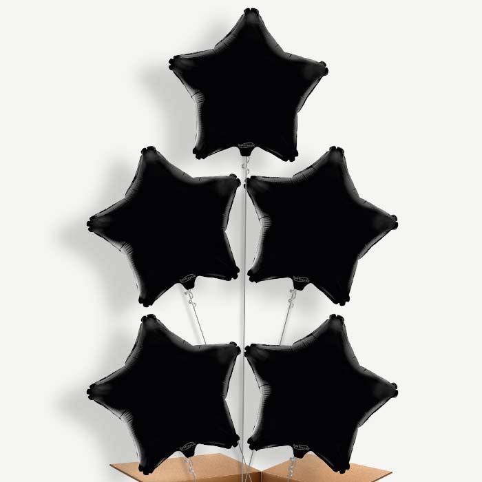 Black Star Balloon Cluster Inflated with Helium | Party Save Smile