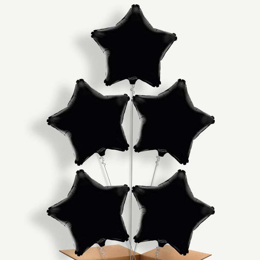 Black Star Balloon Cluster Inflated with Helium | Party Save Smile
