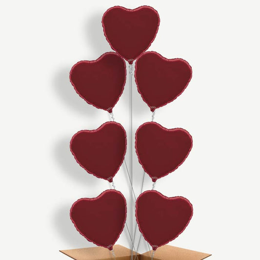 Burgundy Heart Balloon Arrangement Inflated with Helium | Party Save Smile