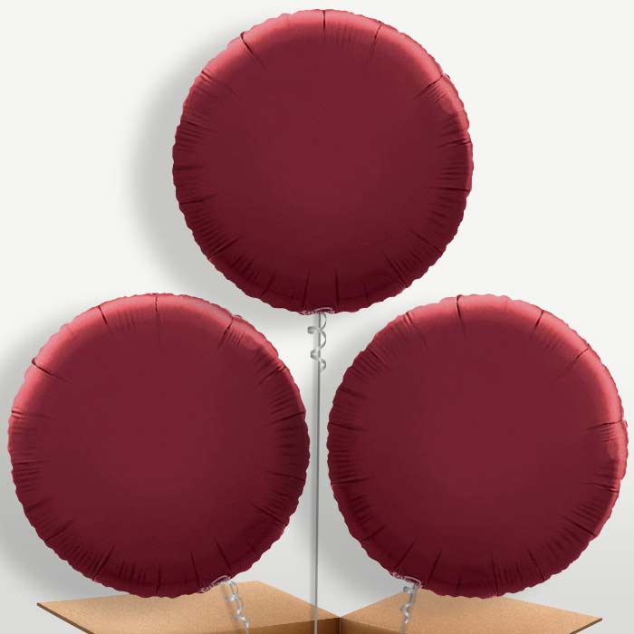 Burgundy Circle Bunch of Balloons inflated with Helium | Party Save Smile
