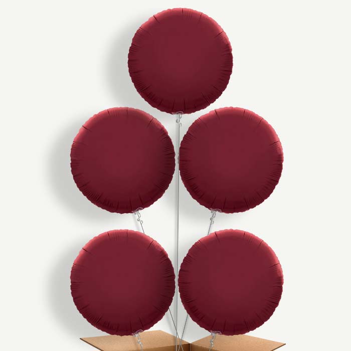Burgundy Circle Balloon Cluster Inflated with Helium | Party Save Smile