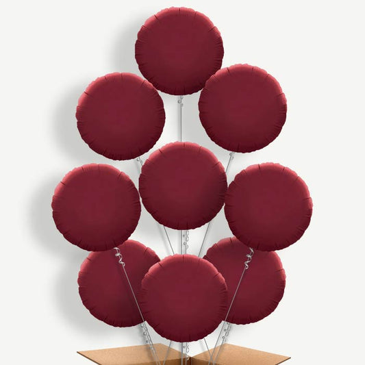 Burgundy Circle Balloon Bundle Inflated with Helium | Party Save Smile