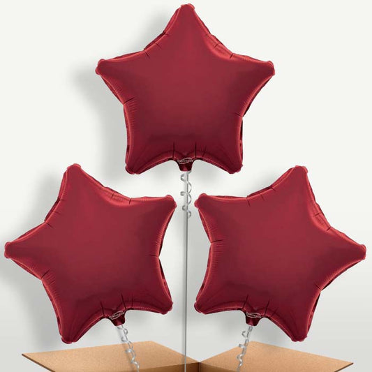 Burgundy Star Bunch of Balloons inflated with Helium | Party Save Smile