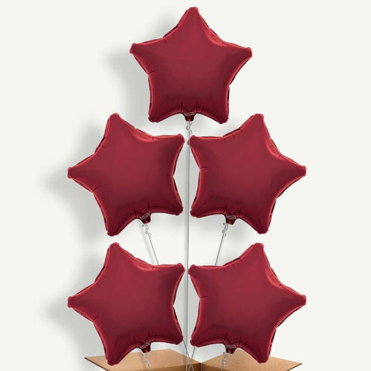 Burgundy Star Balloon Cluster Inflated with Helium | Party Save Smile