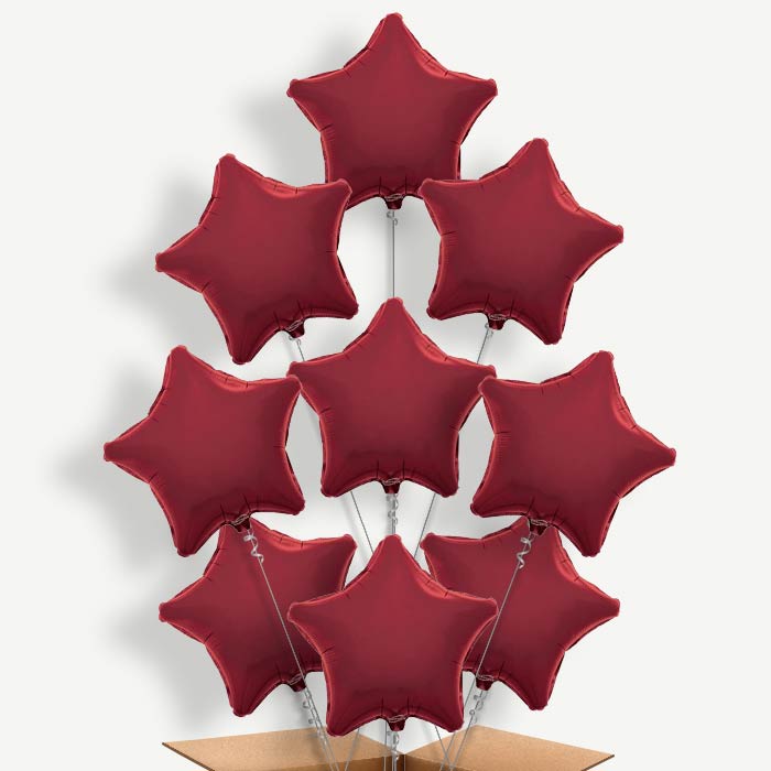 Burgundy Star Balloon Bundle Inflated with Helium | Party Save Smile