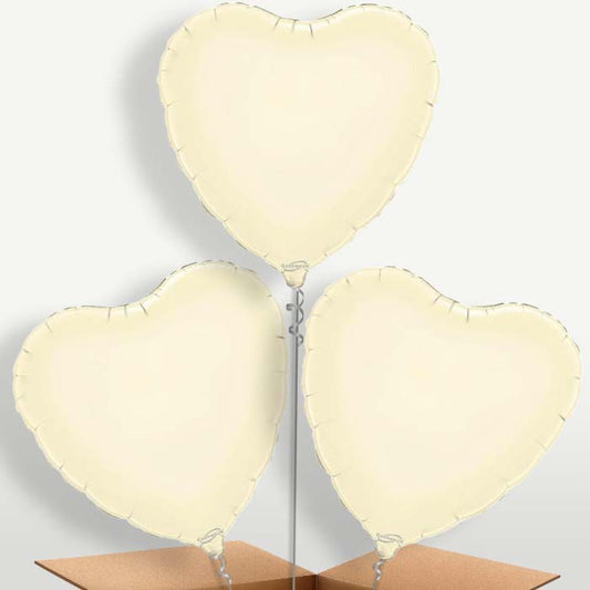 Ivory Heart Bunch of Balloons inflated with Helium | Party Save Smile