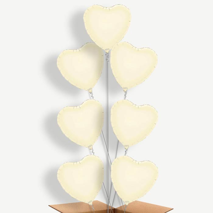 Ivory Heart Balloon Arrangement Inflated with Helium | Party Save Smile