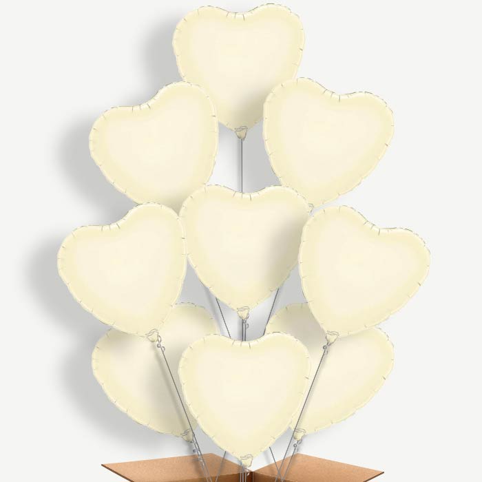 Ivory Heart Balloon Bundle Inflated with Helium | Party Save Smile