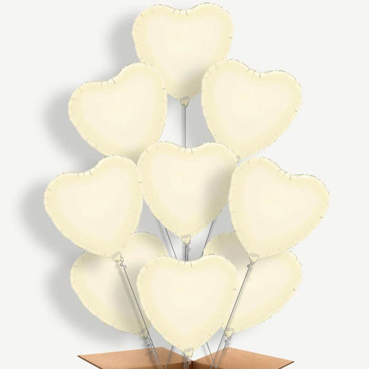 Ivory Heart Balloon Bundle Inflated with Helium | Party Save Smile