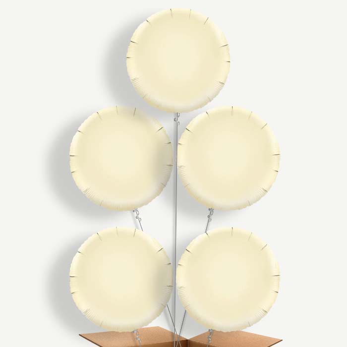 Ivory Circle Balloon Cluster Inflated with Helium | Party Save Smile