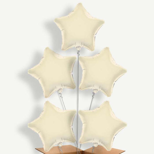 Ivory Star Balloon Cluster Inflated with Helium | Party Save Smile