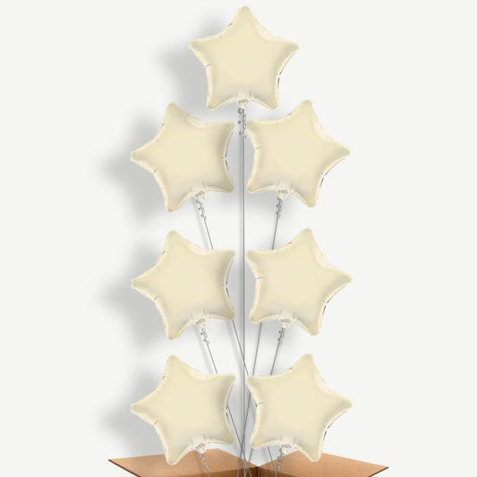 Ivory Star Balloon Arrangement Inflated with Helium | Party Save Smile