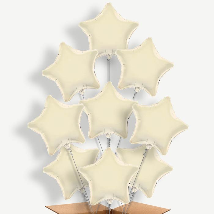 Ivory Star Balloon Bundle Inflated with Helium | Party Save Smile