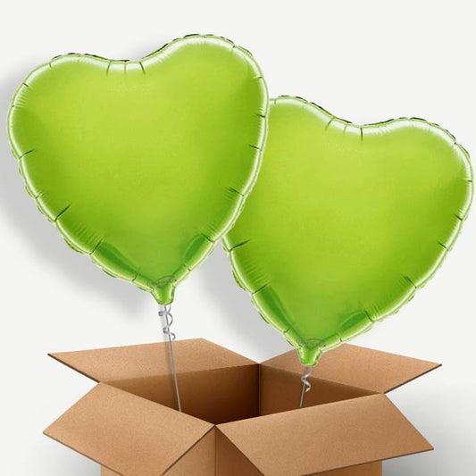 Lime Green Heart Helium Balloon Two | Party Save Smile