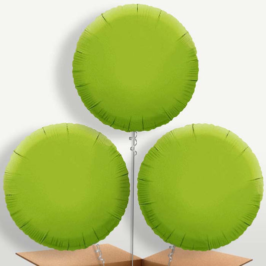 Lime Green Circle Bunch of Balloons inflated with Helium | Party Save Smile